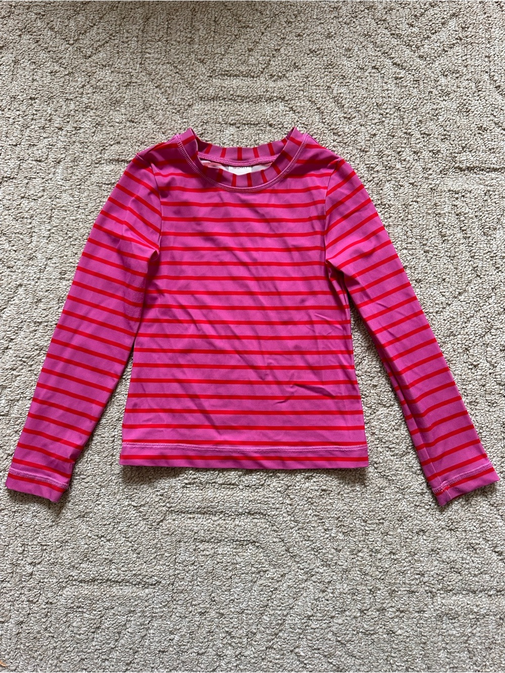 Hanna Andersson Pink & Red Striped Rash Guard Top